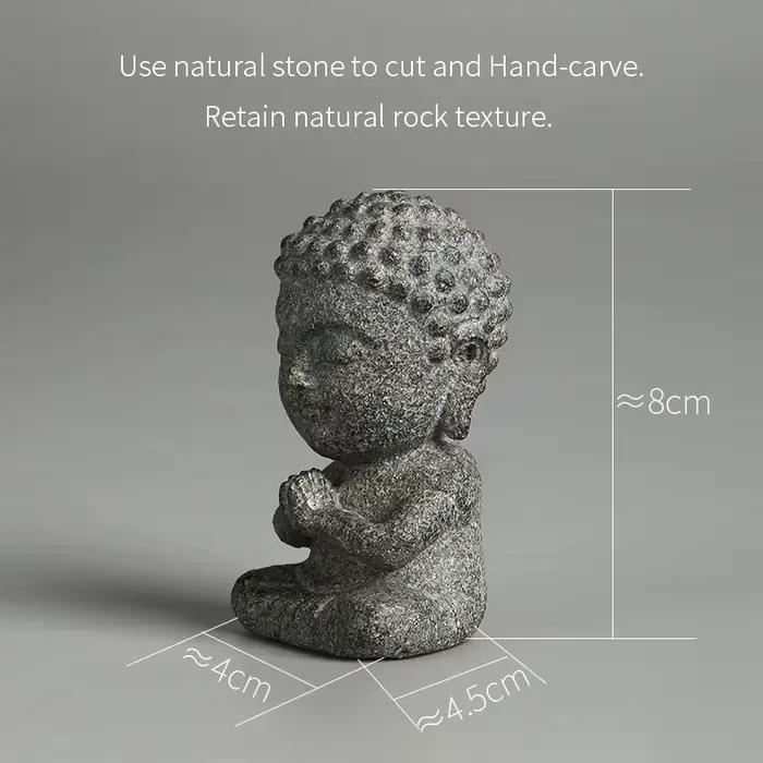 Mini statue de Bouddha en pierre naturelle sculptée à la main