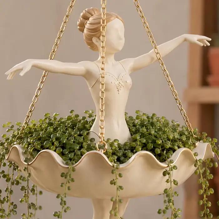 Pot de fleurs suspendu danseuse de ballet jardinière décorative pour plantes d'intérieur extérieur support original cadeau pour amateurs de danse