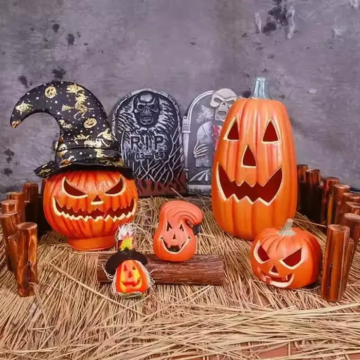 Lanterne décorative en forme de citrouille, 1 pièce, accessoires d'halloween, décoration de citrouille, lumière de citrouille, décoration extérieure d'halloween