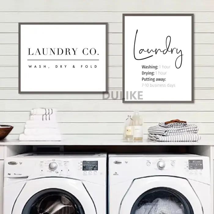 Affiche de guidage des symboles d'entretien du linge, lavage et séchage, imprimés d'art pliables, décoration murale pour salle à laver, images, peinture sur toile