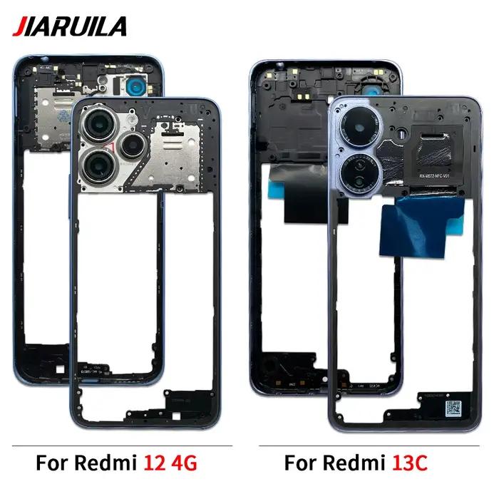 Nouveau cadre central pour Xiaomi Redmi 13C A3 12 4G, cadre central, boîtier avant, pièce de rechange avec bouton latéral