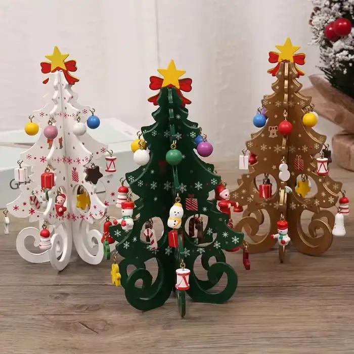 Décorations créatives en bois pour arbre de noël, 1 pièce, décoration de fête de bureau pour la maison, cadeaux du nouvel an pour enfants, artisanat de décoration pour la maison