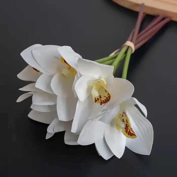 1 Bouquet de 6 fleurs d'orchidées simulées pour décoration de mariage