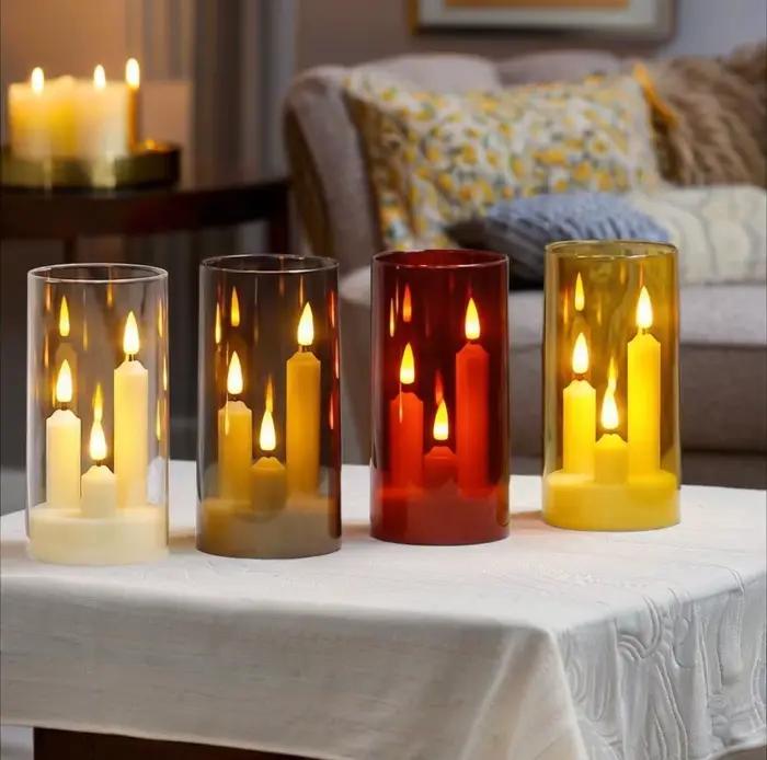 Bougies coniques LED sans flamme 3 en 1