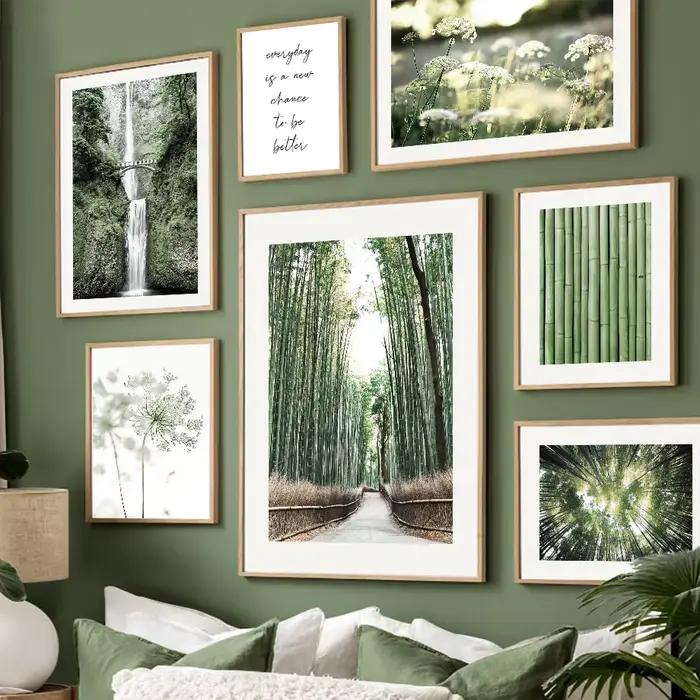 Paysage naturel pissenlit bambou forêt cascade mur Art Mural affiches imprimer toile peinture photos salon décor à la maison