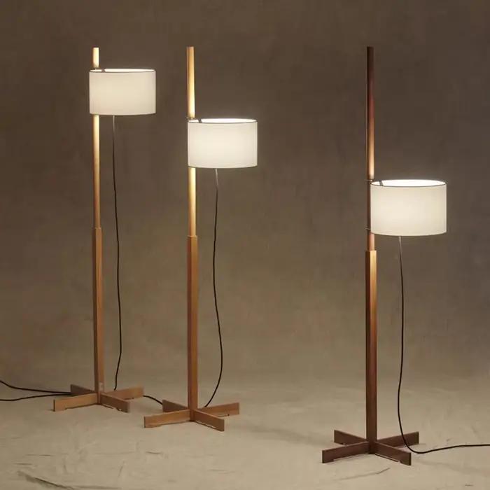 Lampadaire en noyer tissu design lampadaire réglable relevable chambre chevet décoration canapé coin rétro lampadaire en bois