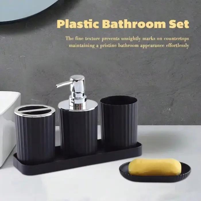 Ensemble d'accessoires de salle de bain luxueux, complet avec tasse de bain de bouche, porte-savon, distributeur de savon liquide, porte-brosse à dents, 1 ensemble