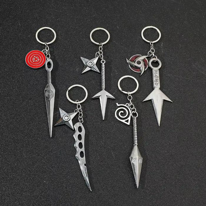 Porte-clés Anime Ninja Tools, accessoires Anime, modèle en métal Kunai Shuriken, pendentif porte-clés pour femmes, hommes, fans, cosplay, cadeaux