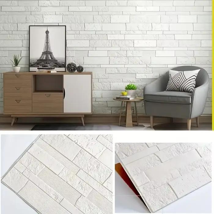 Papier peint imperméable en PVC 3D blanc