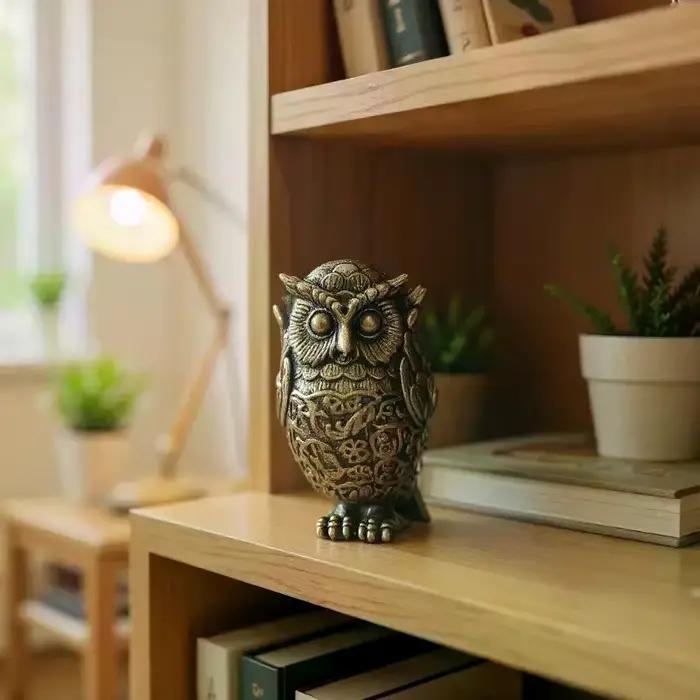 Sculpture de hibou en laiton unique