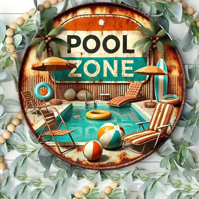 Panneau métallique rétro pour piscine