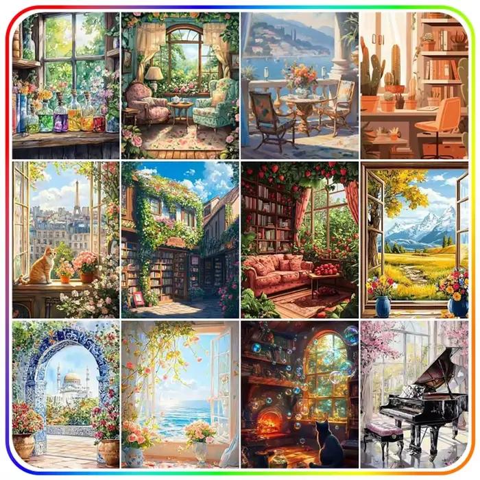 Kit complet d'accessoires pour peinture au diamant, peinture de décoration de paysage intérieur, diamant 5D DIY, adapté aux débutants