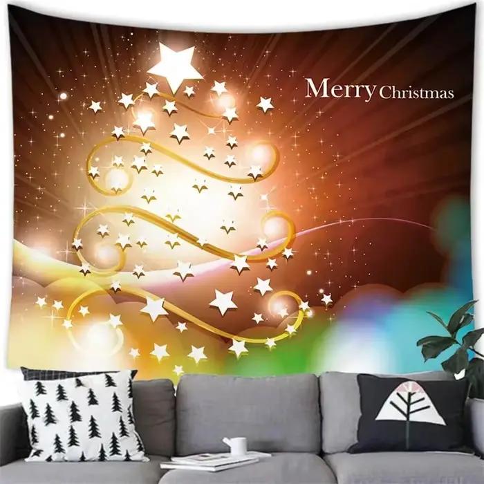 Tapisserie de thème de Noël salon canapé décoration d'intérieur polyvalente en polyester multicolore pour femmes et familles occasions spéciales