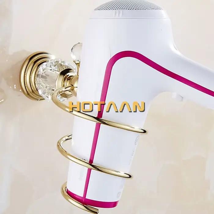 Ensemble d'accessoires de salle de bains de couleur or cristal de luxe, ensemble de matériel de bain en laiton poli doré, produits de salle de bains muraux banheiro