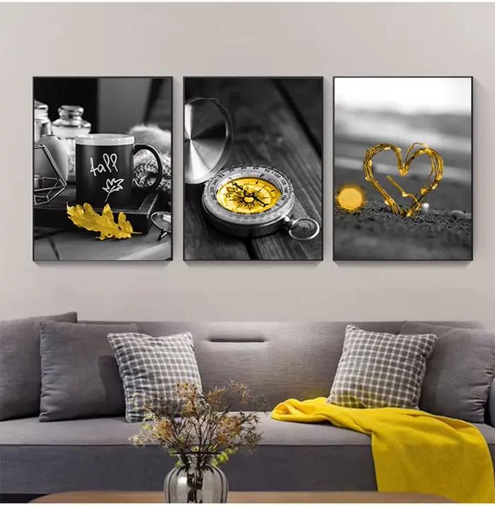 Ensemble de peinture sur toile nordique paysage noir et blanc