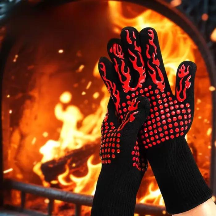 Gants de Barbecue ignifuges, résistants à la chaleur, mitaines résistantes aux coupures, gants de four en Silicone antidérapants, gants de cuisine pour Barbecue, cuisson