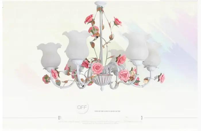 Européen Art déco Floral Lustre lampe Lustre Lumière 3L/5L/8L D60cm Rose Rose Fleur Lustre Luminaire LED Décoration