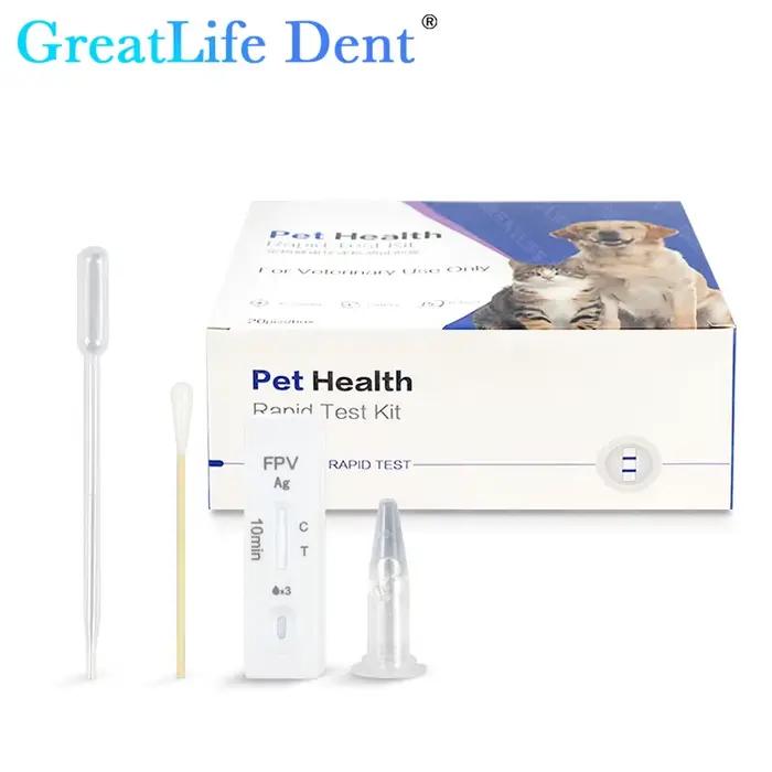 Diagnostic vétérinaire Greatlife Dent - 20 ensembles de réactifs de détection d'angence canine Parvovirus, distemper canin et félin Parvovirus