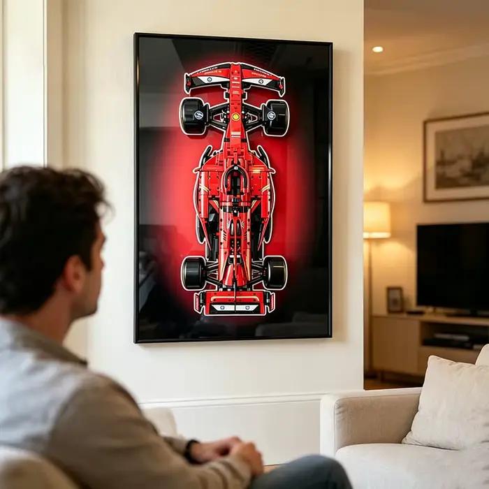 Cadre d'affichage mural haut de gamme compatible avec le kit de construction de voiture de course LEGO 42207 Ferrari SF‑24 F1