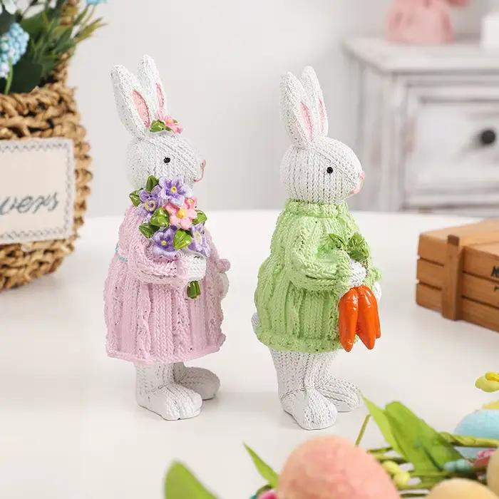 Décoration de Pâques : Figurine de Lapin de Pâques Printanier