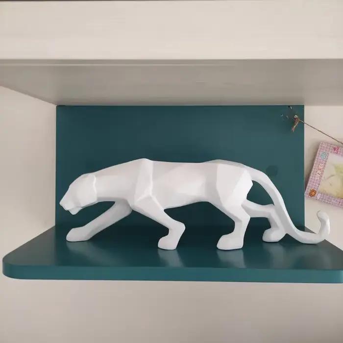 ERMAKOVA Statue de panthère Figurine d'animal Style géométrique abstrait résine léopard Sculpture maison bureau