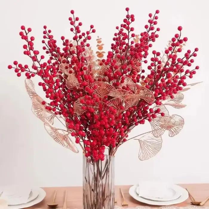 Artisanat bricolage Branche de baies rouges neige givrée réutilisable
