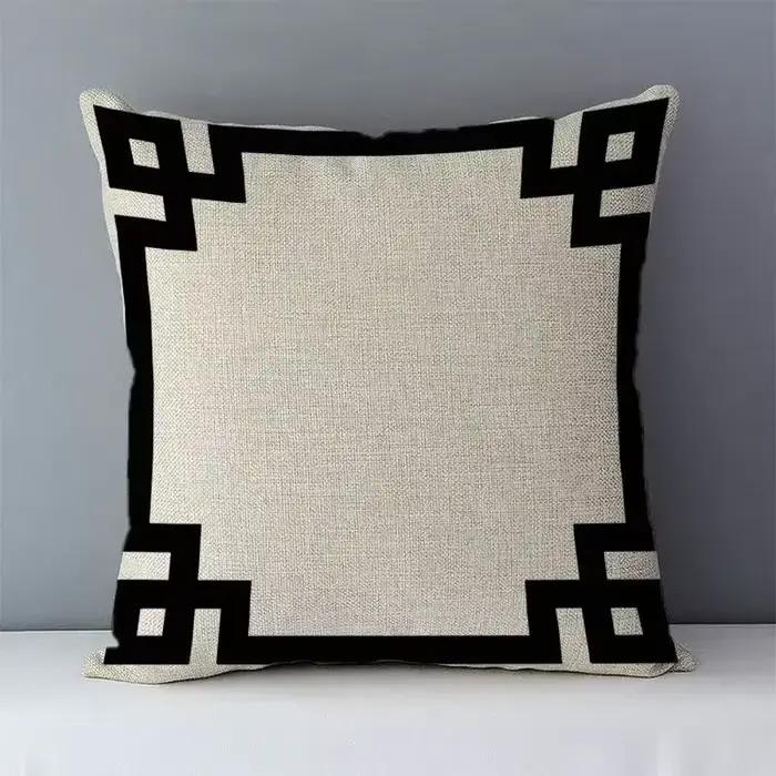 45x45 cm taie d'oreiller carrée européenne décontracté confortable blanc et noir géométrique housse de coussin pour