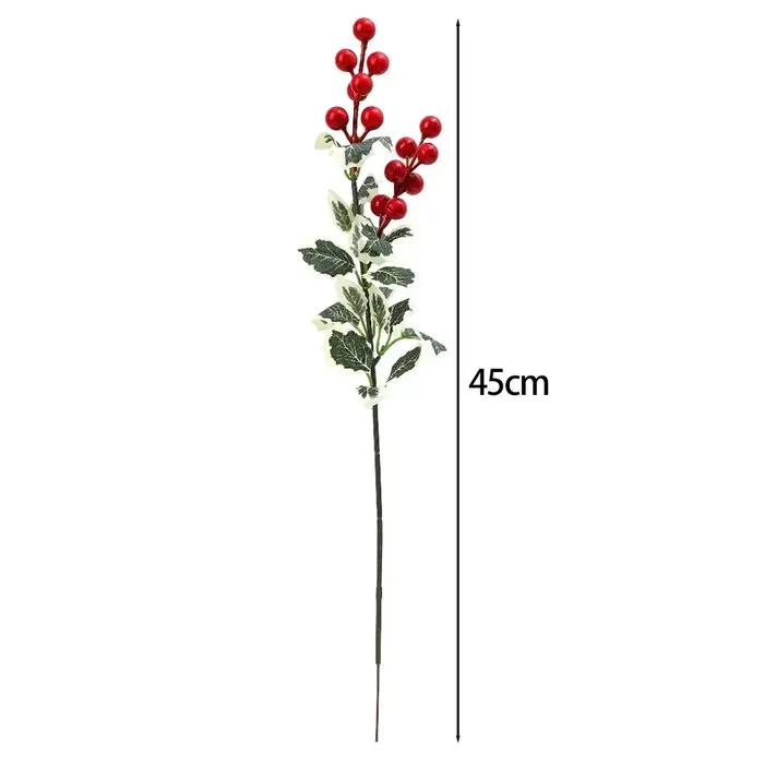 Branche de Baies Rouges Artificielles avec Feuilles de Houx
