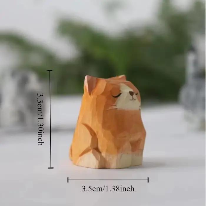 Ornement de chaton en bois sculpté à la main