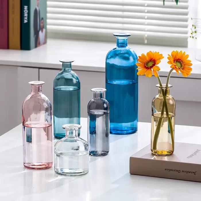 Vase en verre Transparent pour fleurs séchées, Style nordique Ins, accessoires de décoration pour la maison