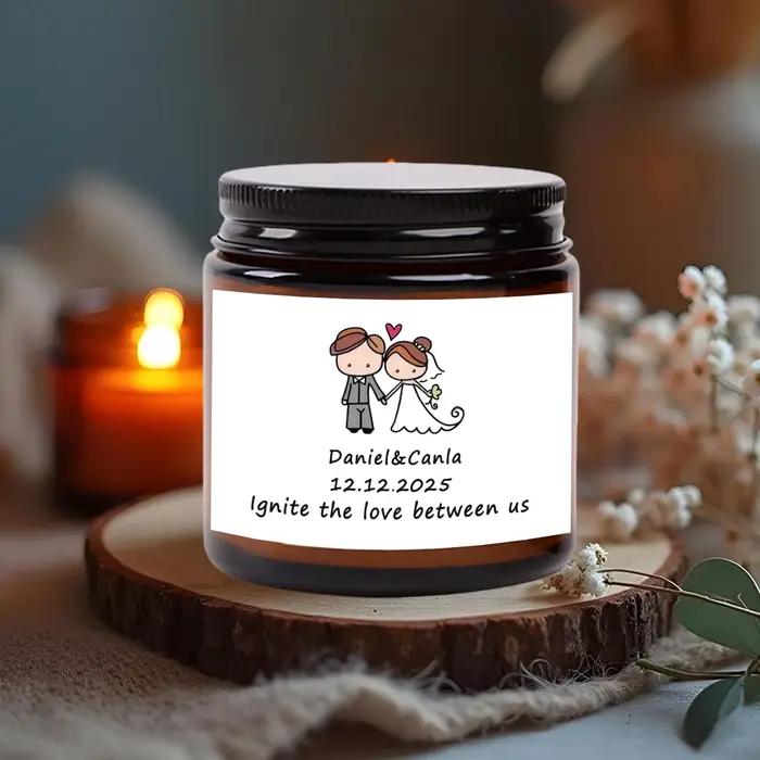 3,5 onces / 70g Souvenir de mariage personnalisé Bougies parfumées personnalisées - un excellent cadeau pour les fêtes d'anniversaire et les mariages