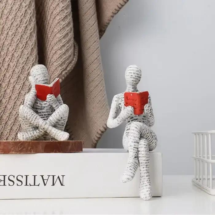 Artisanat lisez sur un Design de petits personnages, décorations abstraites en résine pour la maison, décorations d'étagère à la mode, Figurines de décoration pour la maison