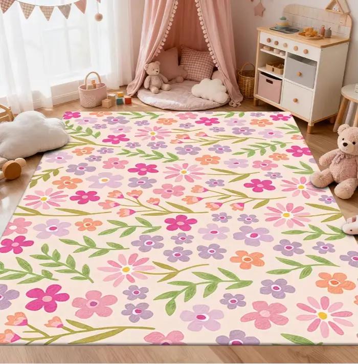 Tapis décoratif floral moderne en polyester avec peluche douce et support en polypropylène pour salon hôtel et extérieur occasions spéciales