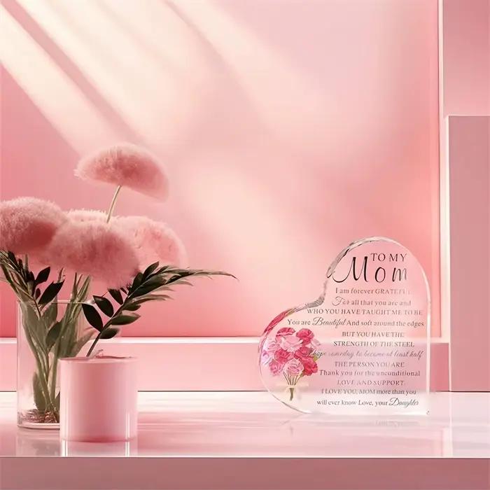 Artisanat décoratif en acrylique, cadeau de fête des mères, cadeau d'anniversaire idéal pour maman, fille, fils et Souvenir d'anniversaire, 1 pièce