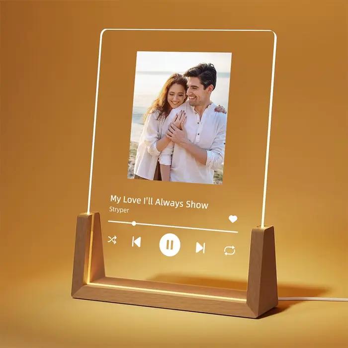 Photo personnalisée musique veilleuse Portrait personnalisé lampe acrylique avec chanson anniversaire romantique mariage Couples cadeau d'anniversaire