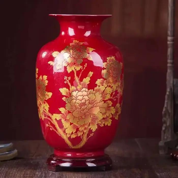 Nouveau Style chinois Vase Jingdezhen jaune cristal glaçure fleur