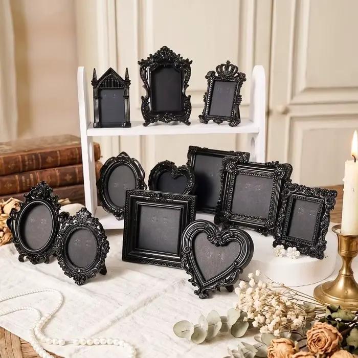 Mini cadres photo gaufrés, accessoires photographiques, cadres muraux DIY pour affichage de souvenirs, cadres décoratifs en résine baroque ornés