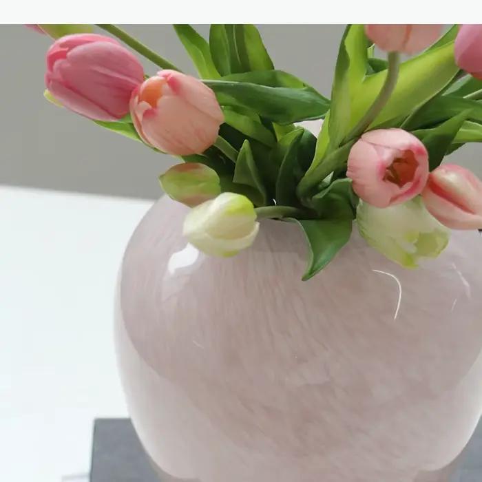 Vase en verre dégradé rose, pots de plantes, décoration de table, fleurs artificielles, arrangement floral décoratif, vases, décoration esthétique de la pièce