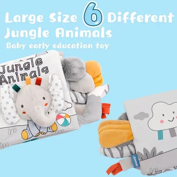 Livre pour bébé en tissu doux avec pages au toucher et au toucher – Livre sensoriel mignon pour bébés de 0 à 6, 6 à 12 à 18 mois avec cadeau froissé pour nouveau-né