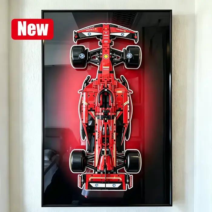 Cadre d'affichage mural haut de gamme compatible avec le kit de construction de voiture de course LEGO 42207 Ferrari SF‑24 F1