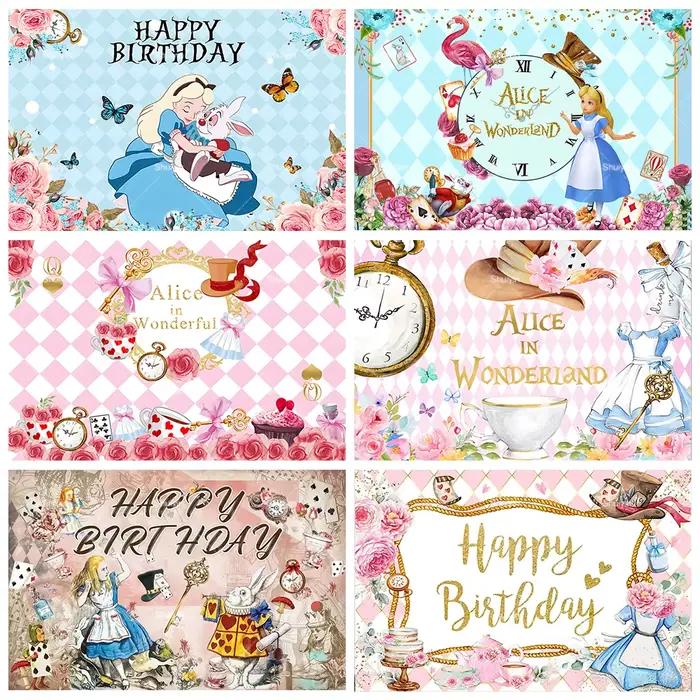 Toile de fond Alice au pays des merveilles pour fête d'anniversaire d'enfants