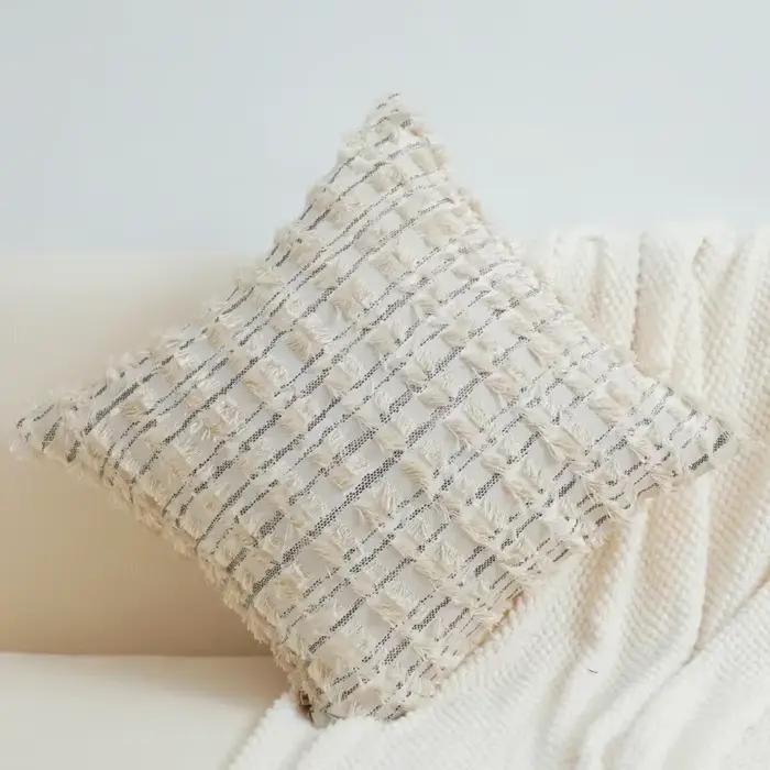 Housse de coussin en cuir PU tissé à la main