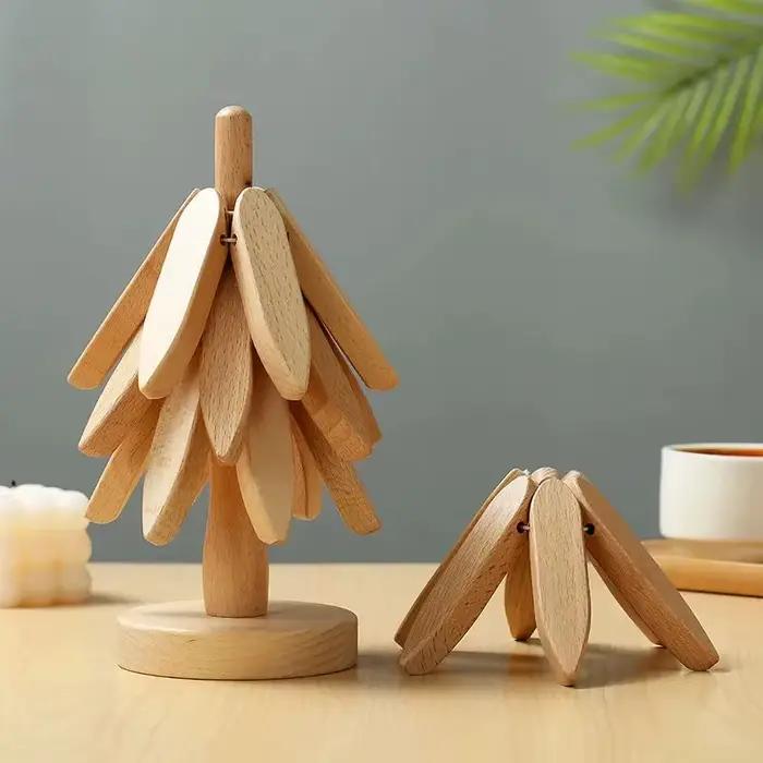 Support Design d'arbre Trivets en bois décoratif Anti-brûlure résistant à la chaleur tapis de Table dessous de verre