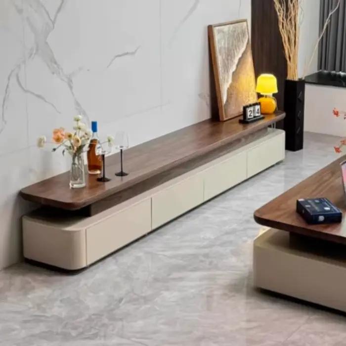 Meuble TV de salon de luxe en bois blanc