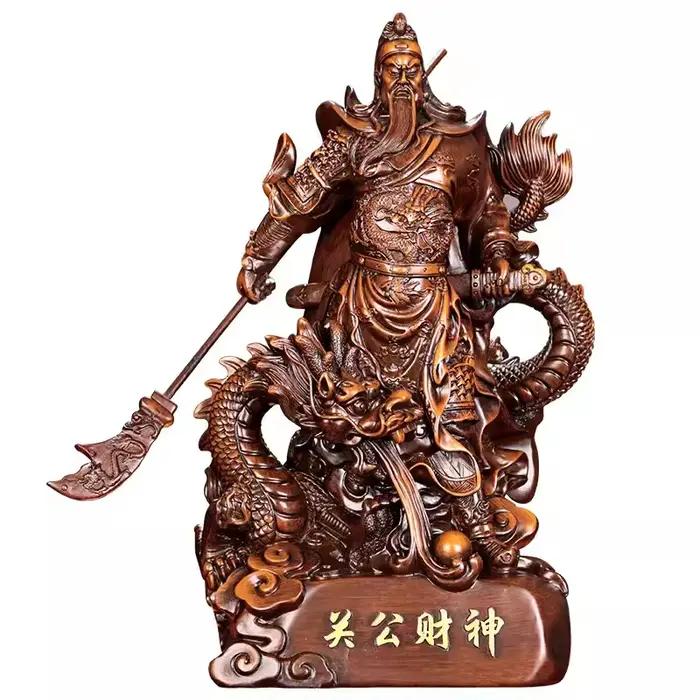 Statue de Guan Gong en résine grise claire pour décoration intérieure et cadeau historique pour femmes et hommes occasions spéciales