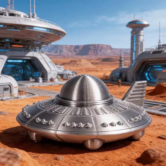 Figurine OVNI imprimée en 3D, ornement cool sur le thème de la science-fiction, décoration de bureau non toxique pour les fans d'astronomie
