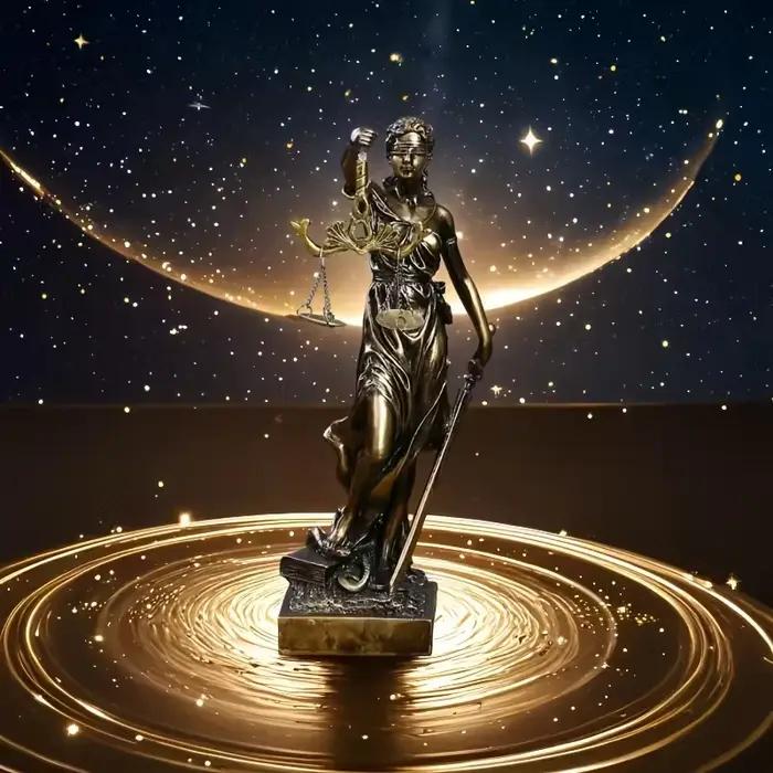 Statue Créative Rétro de la Déesse de la Justice à Fond Rond, Ornement de Bureau d'Avocat, Cadeaux, Sculpture pour Salon et Décoration de Bureau