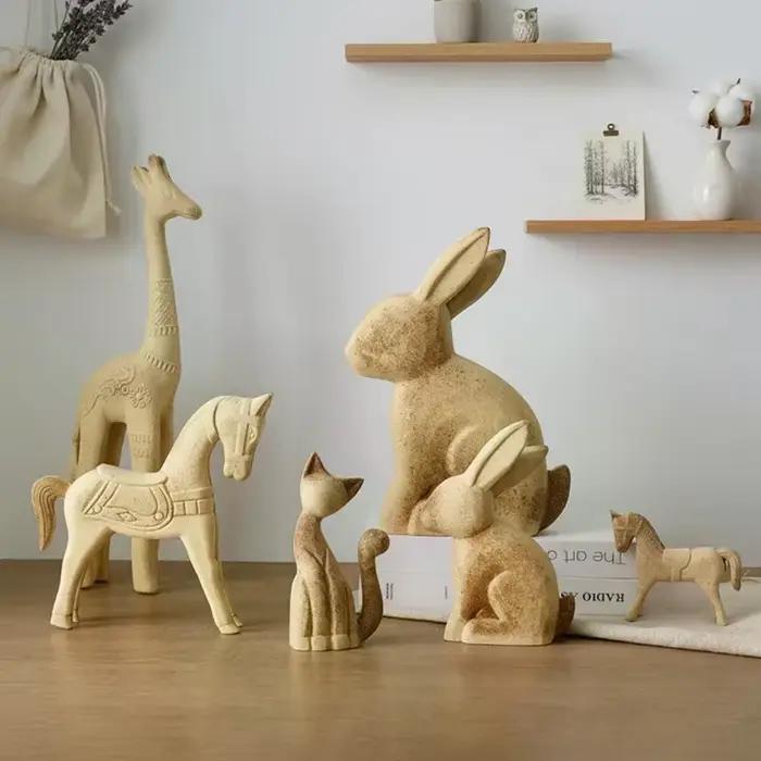Sculptures d'animaux en bois peintes à faire soi-même créatives-cheval