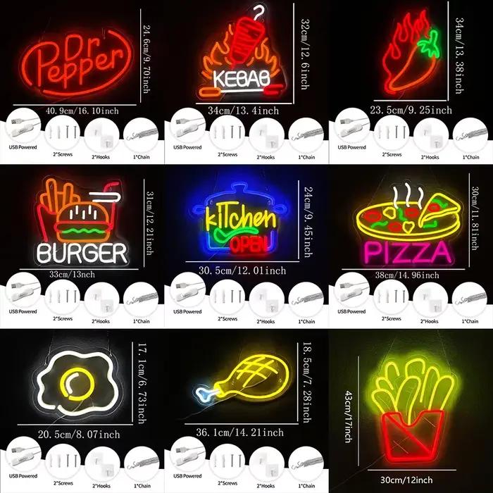 Enseigne au néon ouverte de cuisine pour la décoration murale