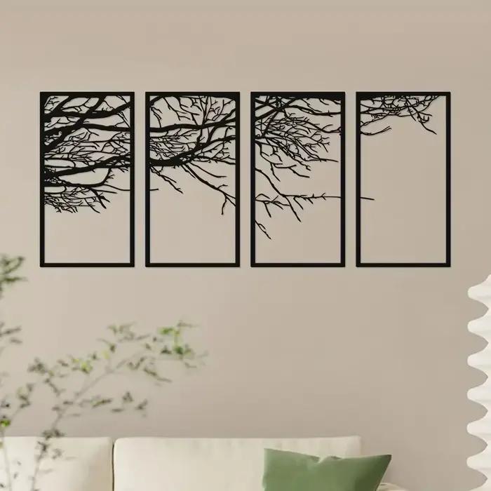 Art mural arbre de vie en métal noir